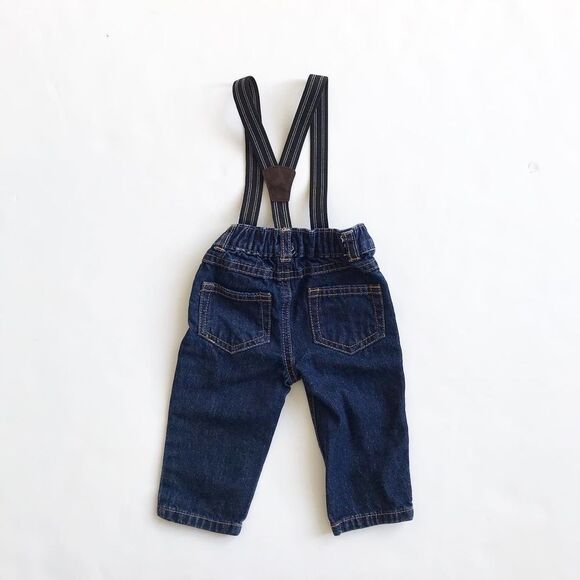 Carters dark denim suspender jeans EUC 6 months - Picture 4 of 4